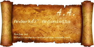 Anderkó Antonietta névjegykártya
